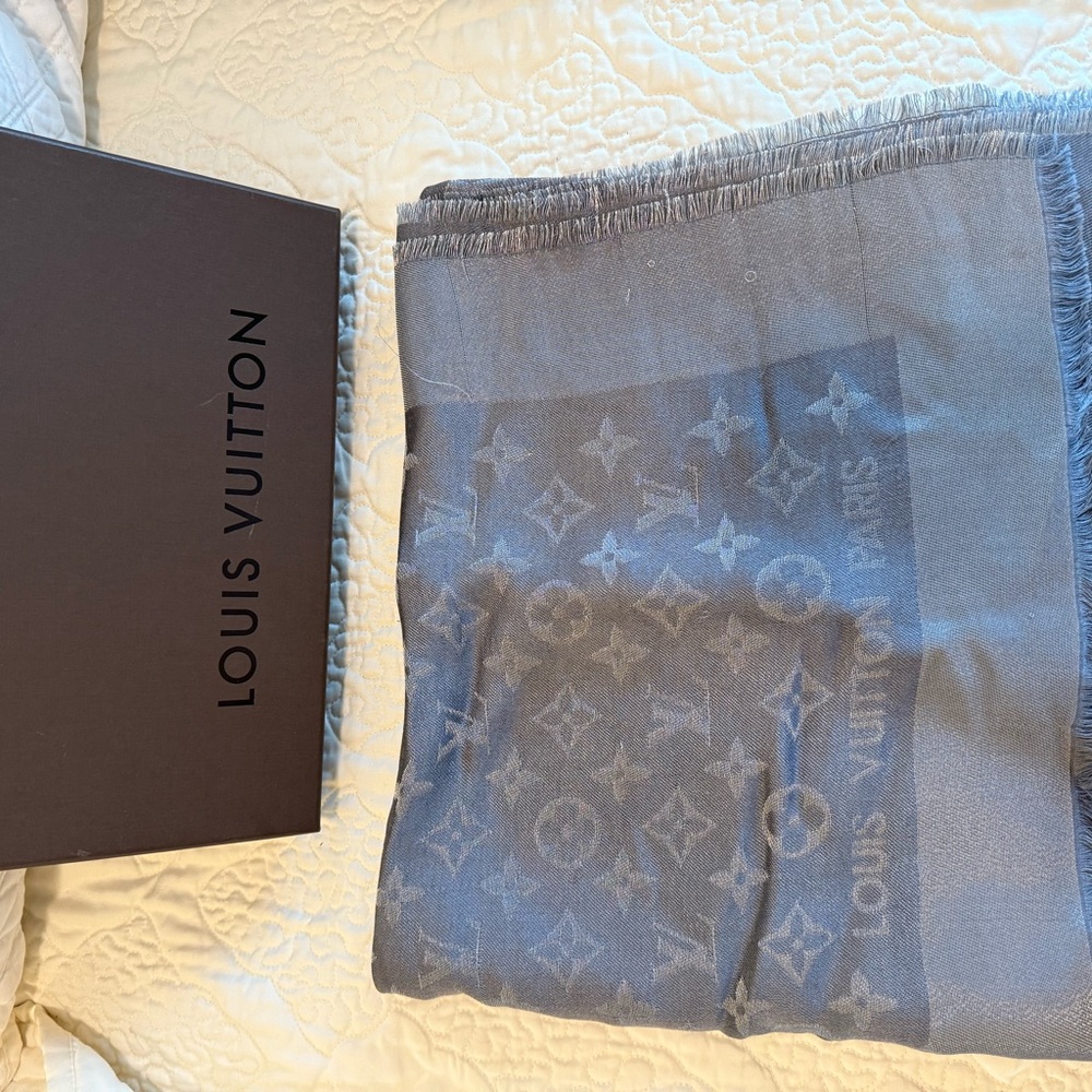 Authentic Louis Vuitton Charcoal Monogram Shawl